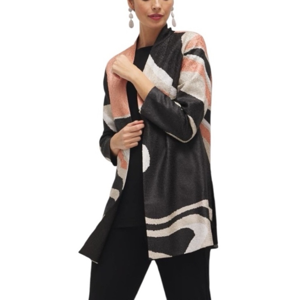 Chico's Black and Cream Abstract Blazer